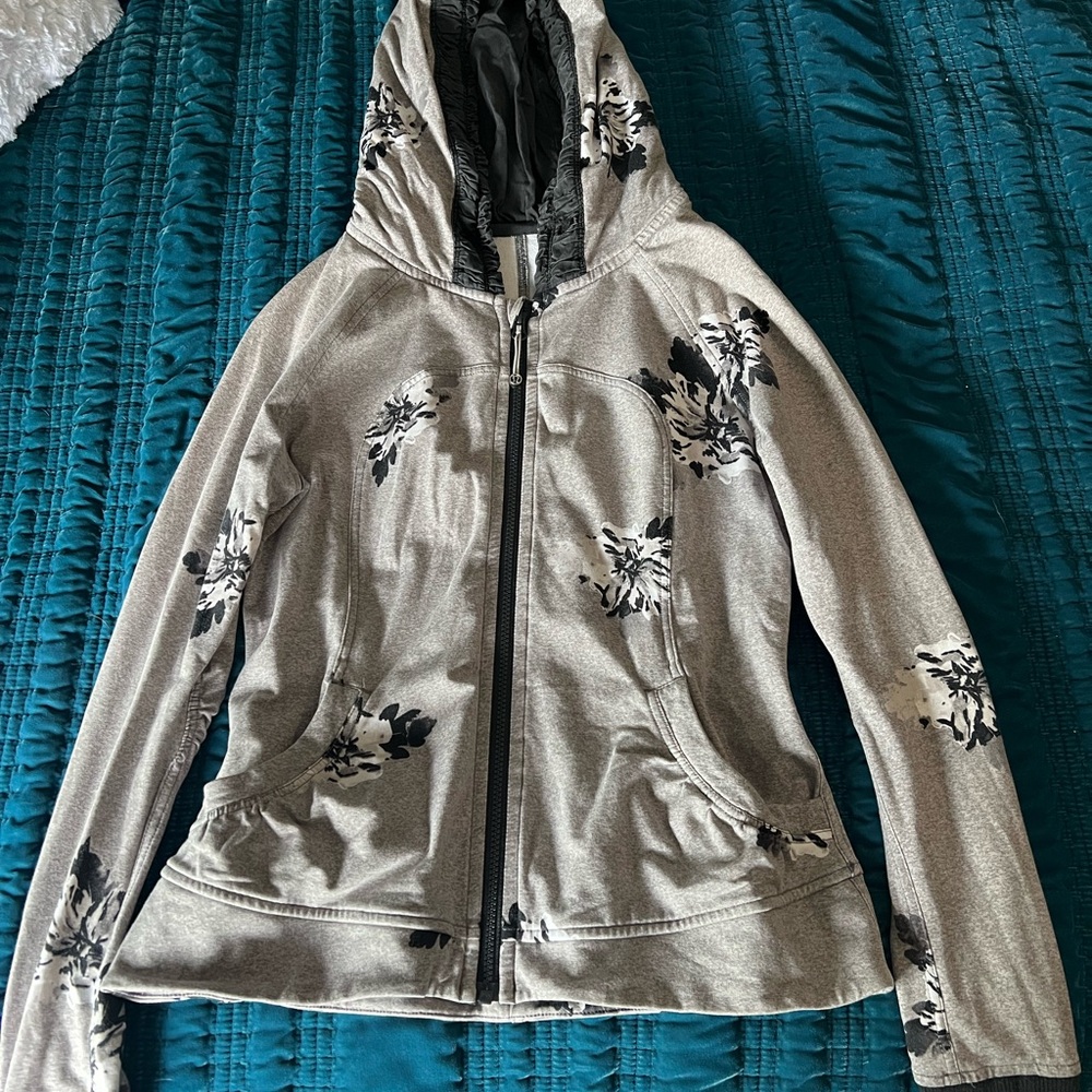 lululemon athletica Gray Floral Hoodie